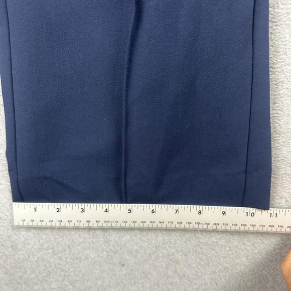 ON 34th Pants Womens 12 Blue Straight Leg Cropped Mid Rise Gold Button Navy - Picture 9 of 10